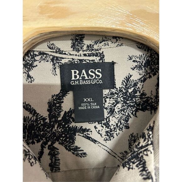 GH Bass Co XXL Silk Tan and Black Tropical Short Sleeve - Picture 3 of 4
